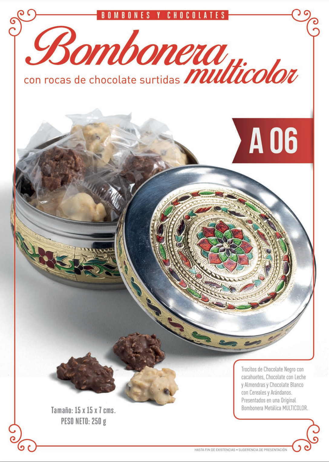 bombonera con rocas de chocolate surtidas